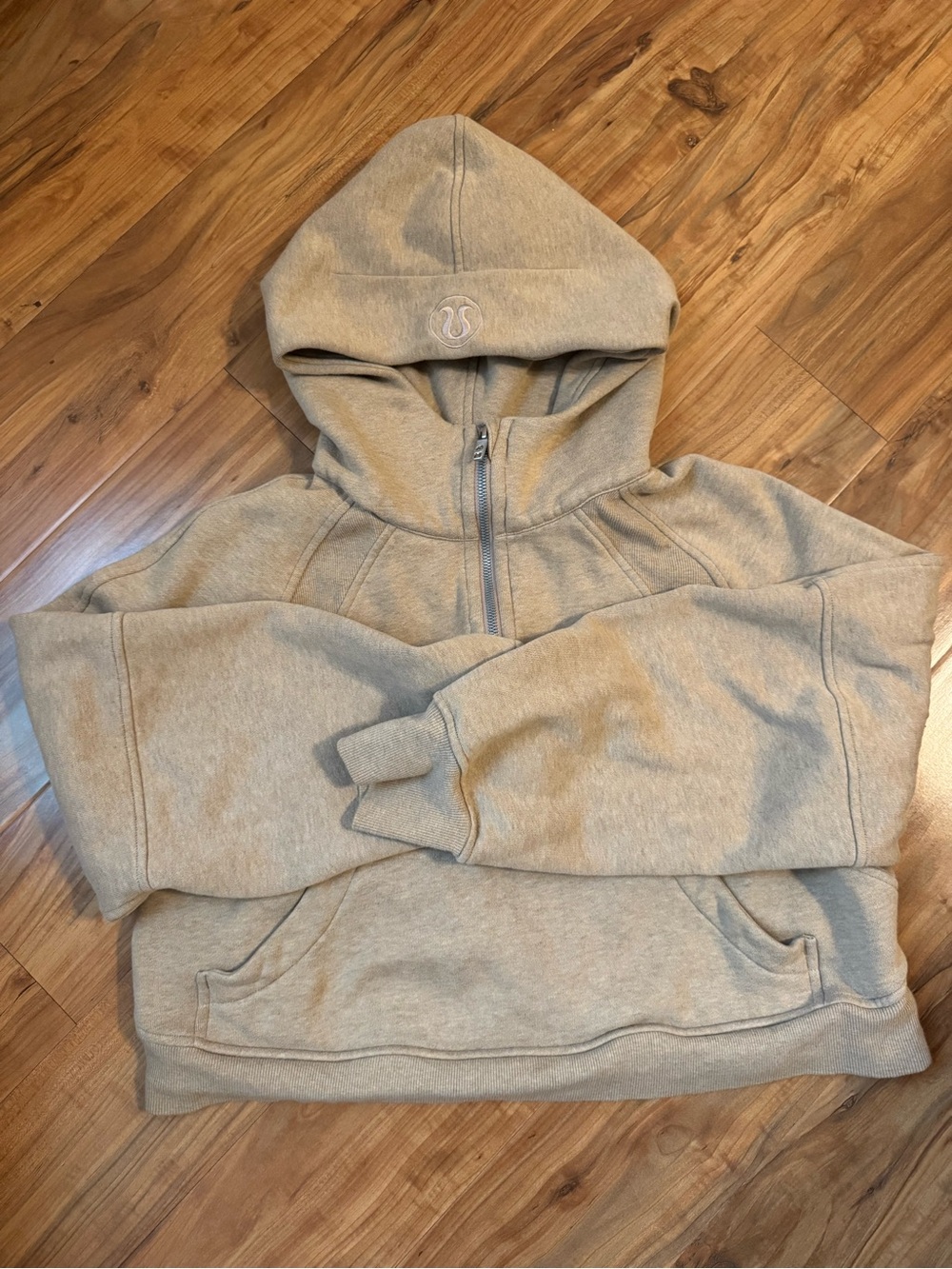 Lululemon Scuba Half-Zip Hoodie in Light Beige